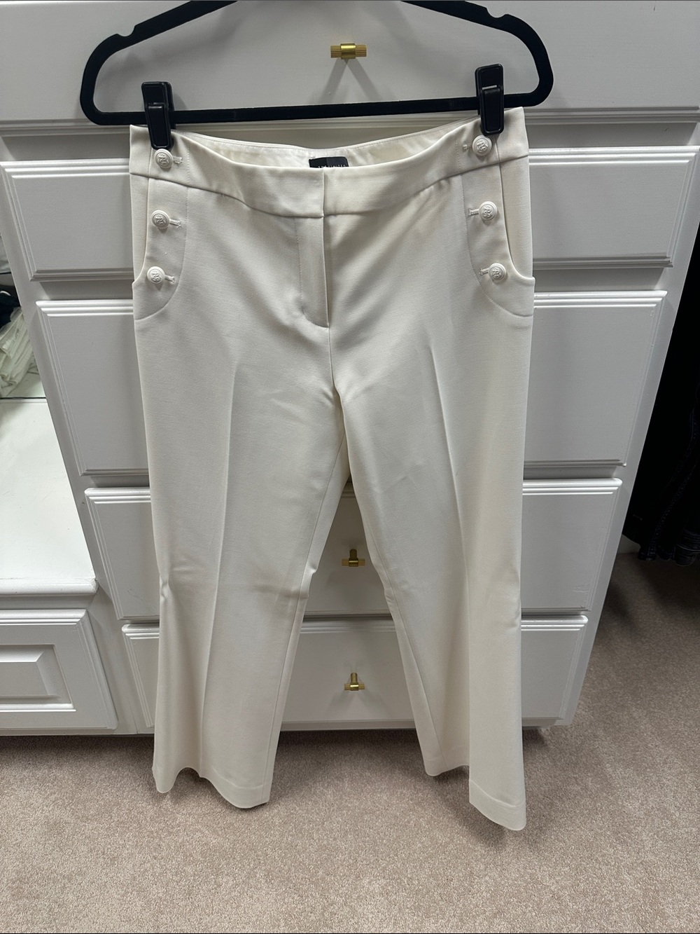 The Limited Cream Sailor Button Trousers